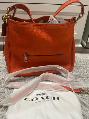 Coach Cary Pebbled Leather Shoulder Bag- Burnt Orange